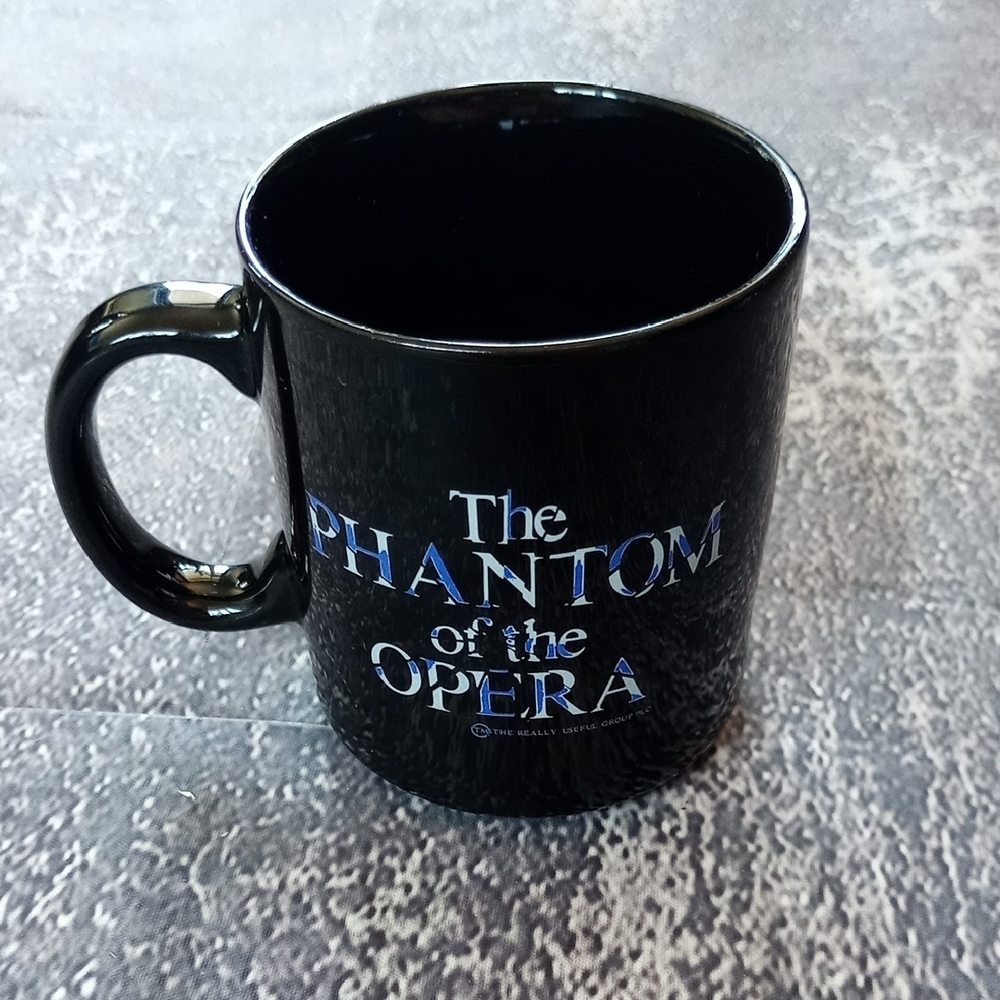 Vintage 1986 Black Phantom of the Opera Mug / Glow In The Dark